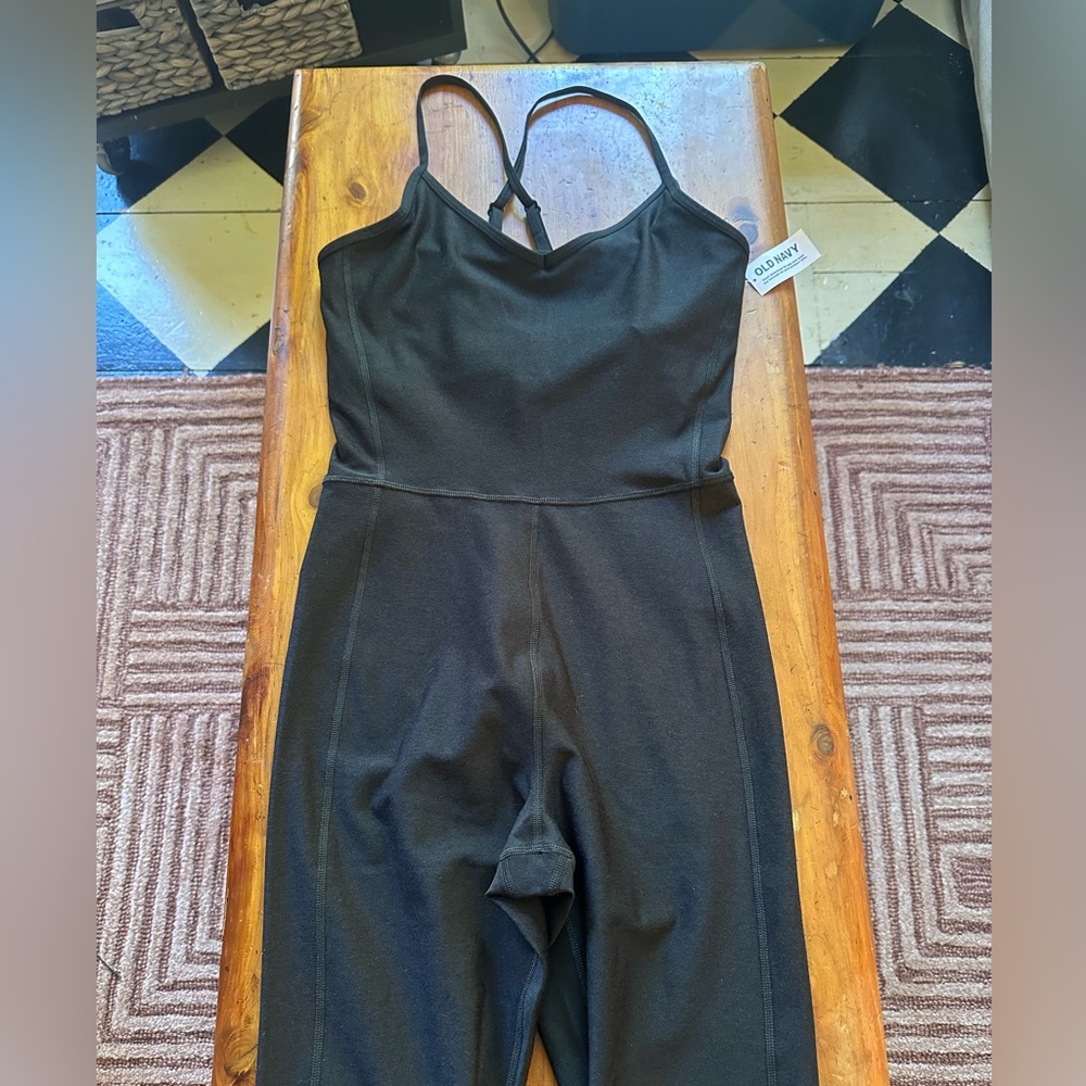 NWT Old Navy Black Spaghetti-Strap One Piece Athletic Jumpsuit